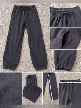 Women’s Dark Gray Fleece Jogger Sweatpants Drawstring Pockets Size M